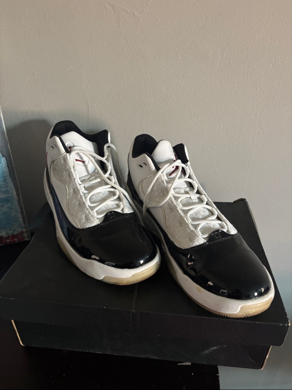 Nike Black and White Low-Top Sneakers with Patent Toe